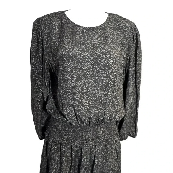 Rails Dress Inez  Python Print Size Medium Smocked Waistband Flutter Hem black - Picture 3 of 12